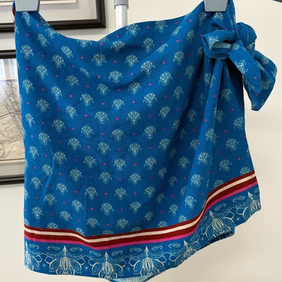 Free People Beach Sarong – Blue Floral Print with Border Trim – OS NWOT - Picture 4 of 7